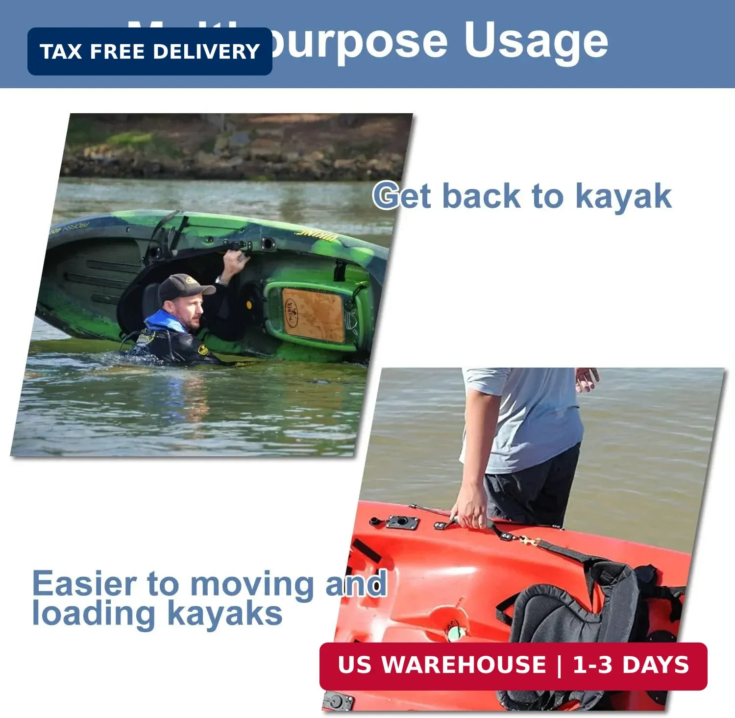 HLOGREE Kayak Handles 2/4 Pack,Kayak Carry Handle with Rivets,Kayak Replacement