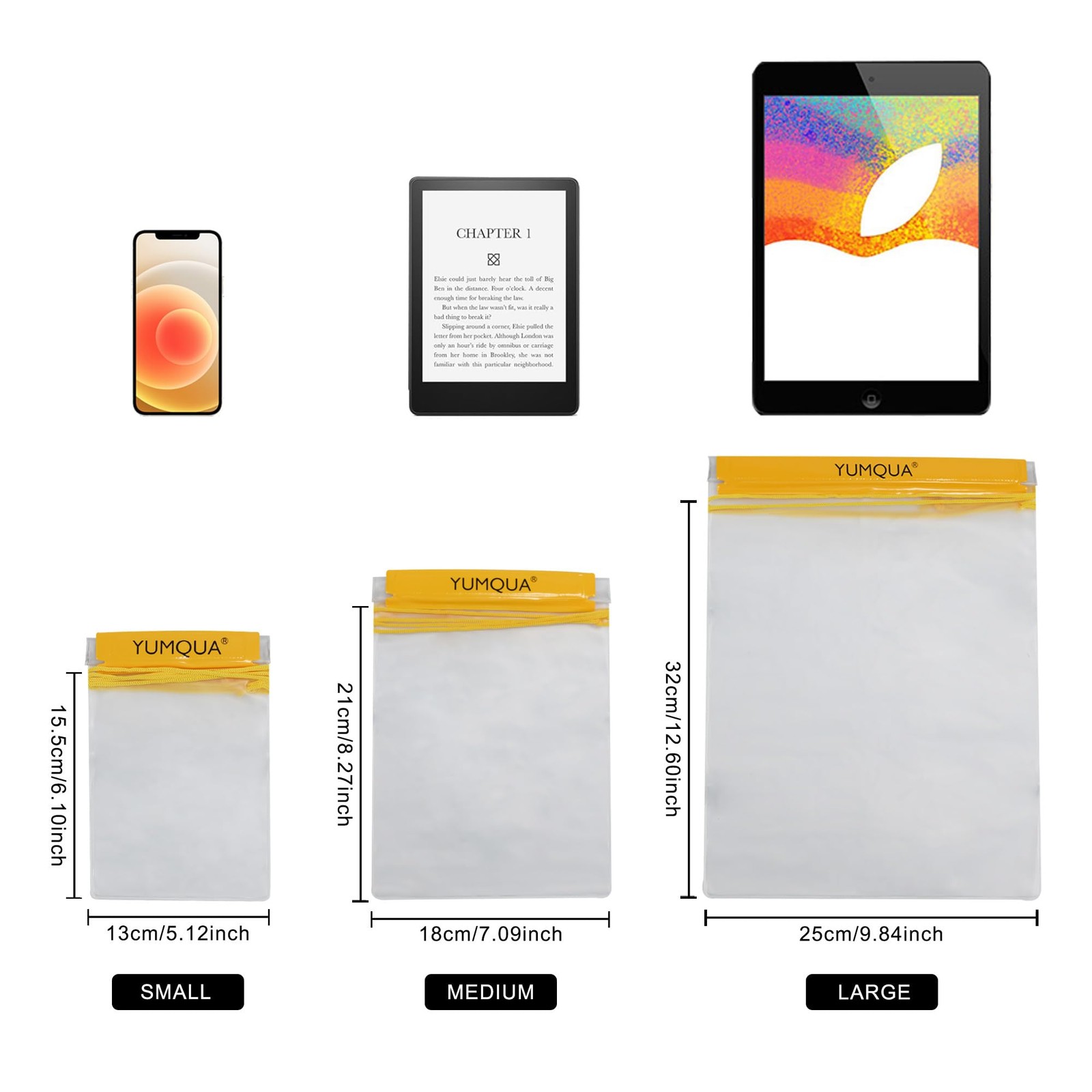 Clear Waterproof Bags, Water Tight Cases Pouch Dry Bags for Camera Mobile Phone