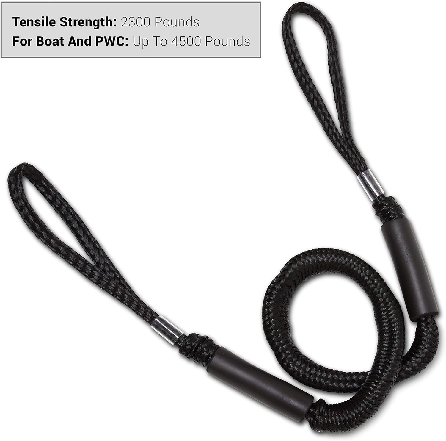 Bungee Dock Line 2-Pack-4ft, Adjustable No-Jerk Boat & Kayak Ties, Mooring R…