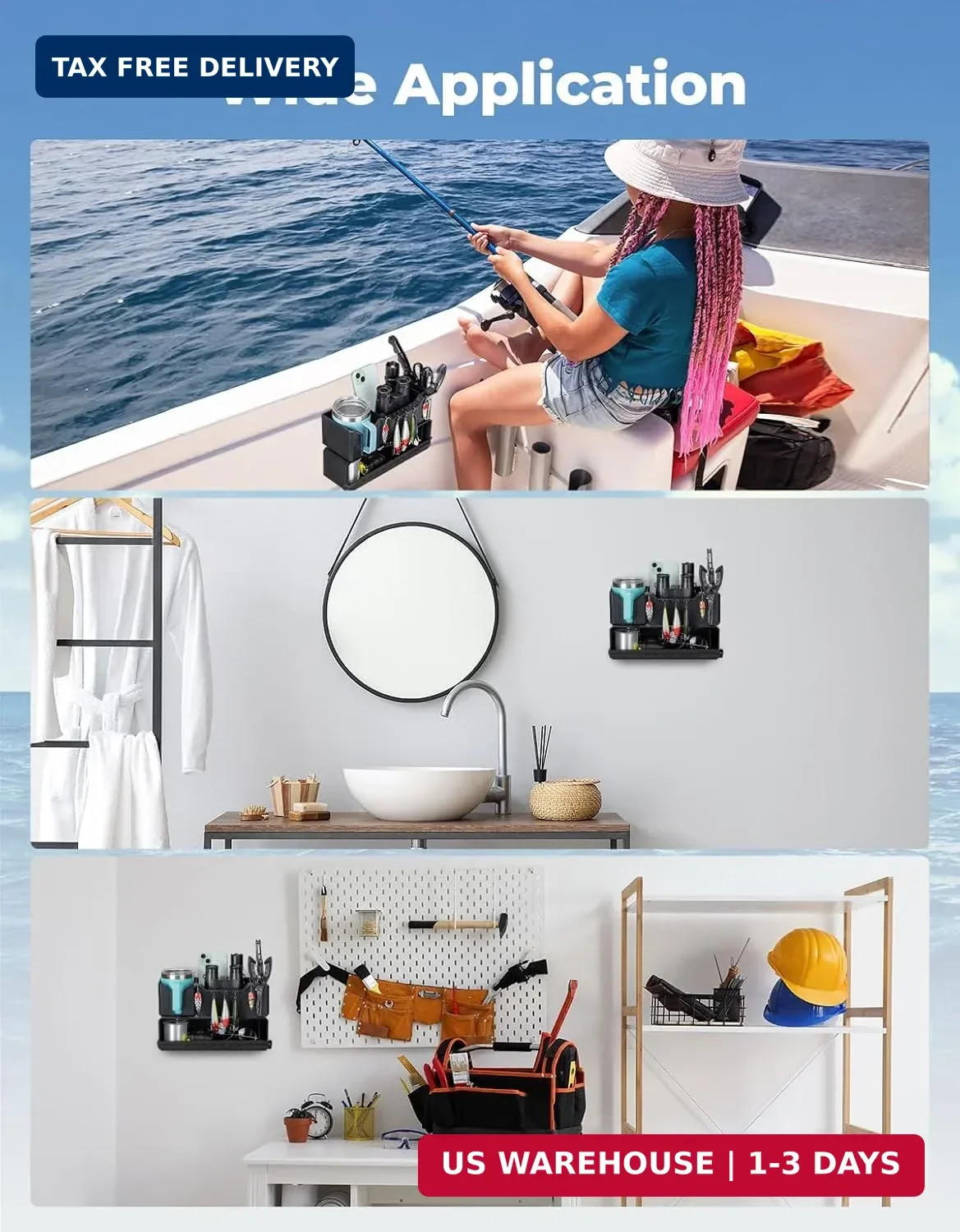 KEMIMOTO Boat Cup Holder, Upgraded Boat Caddy Organizer with Flexible Groove, Ma