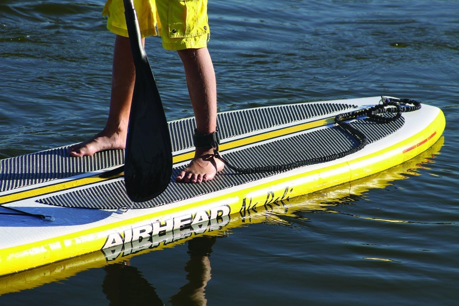 Comfortable Black Neoprene SUP Leash with Adjustable Length – 11 Ft Stretched