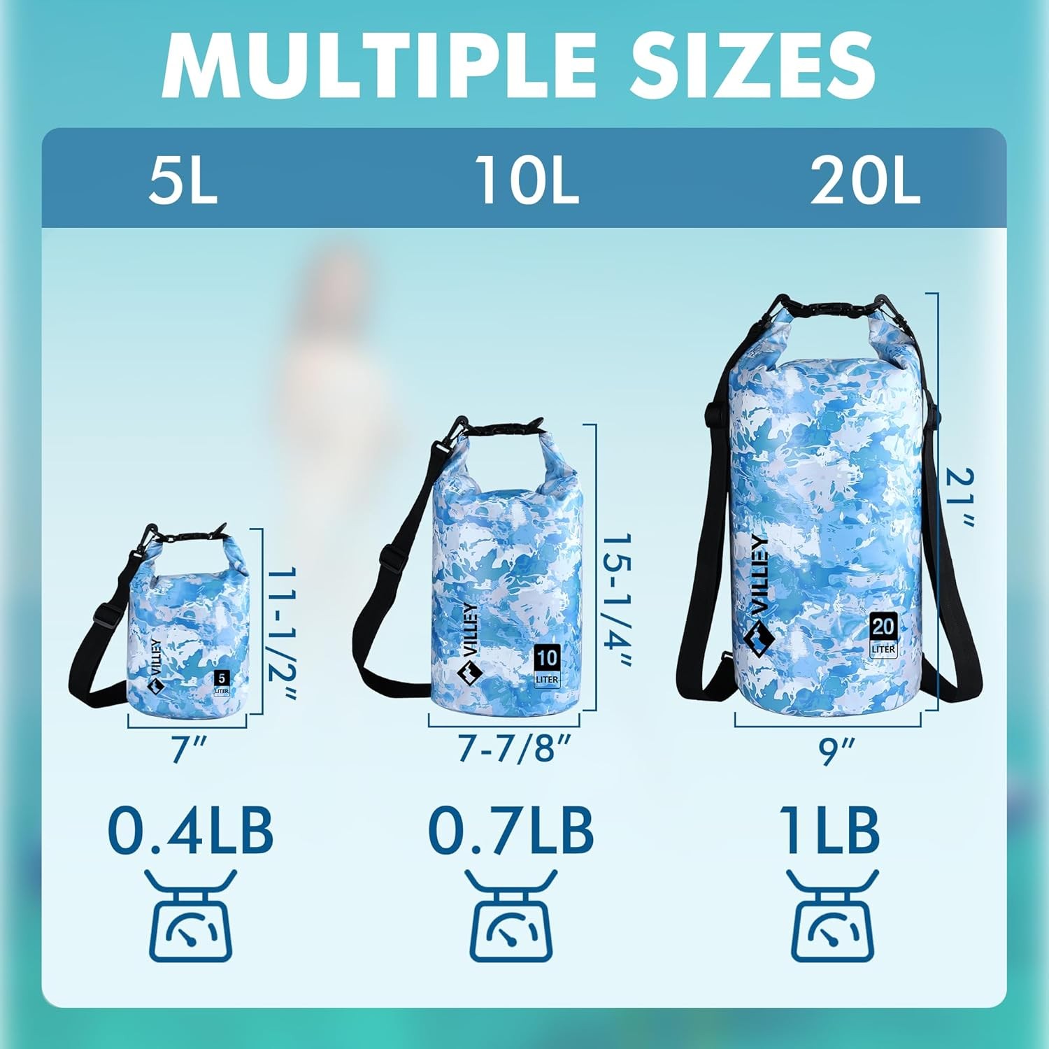VILLEY Dry Bags Waterproof 5L Roll Top Sack Keeps Gear Dry Lightweight Dry Sacks