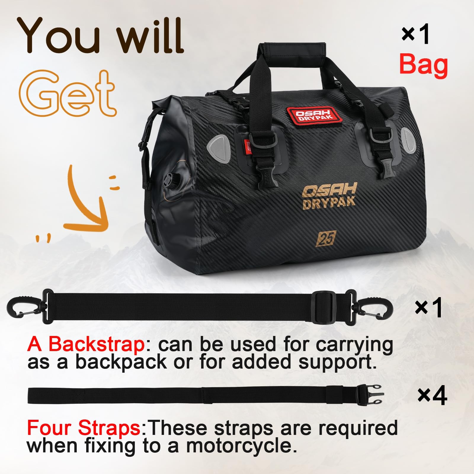 Waterproof Duffel Bag – Motorcycle Dry Bag Tail Bag with Large Storage Space,…