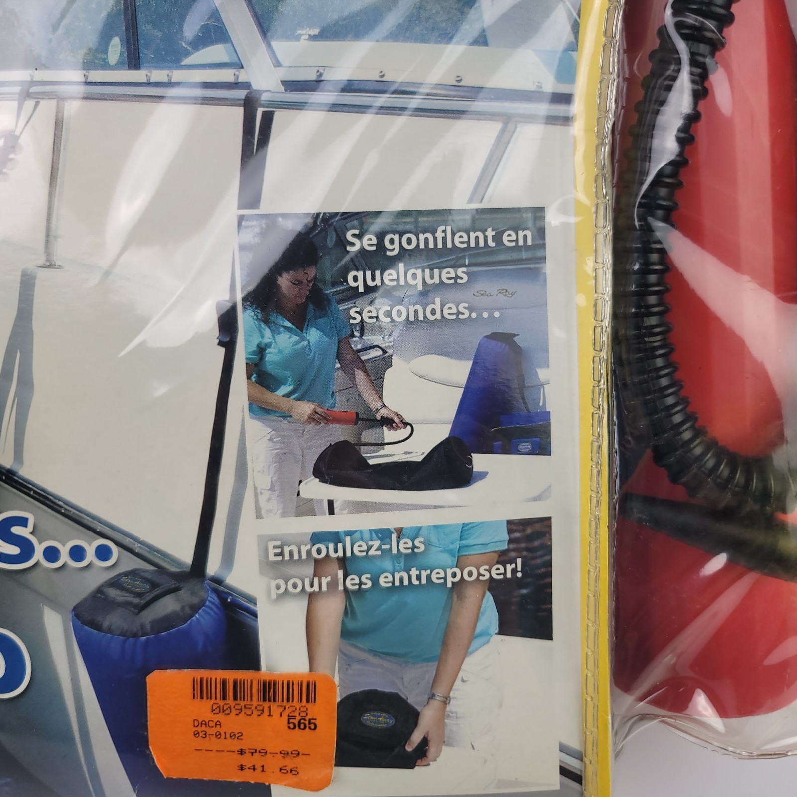Stowaway Inflatable Deflatable Boat Fender Bumper w/ Pump [2 – 8”x 24″] NOS