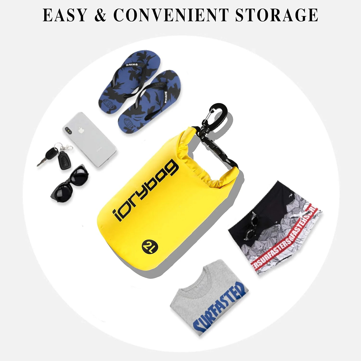 IDRYBAG Dry Bag for Kayaking Waterproof 2L/5L/10L/15L/20L, Small Dry Sack Waterp