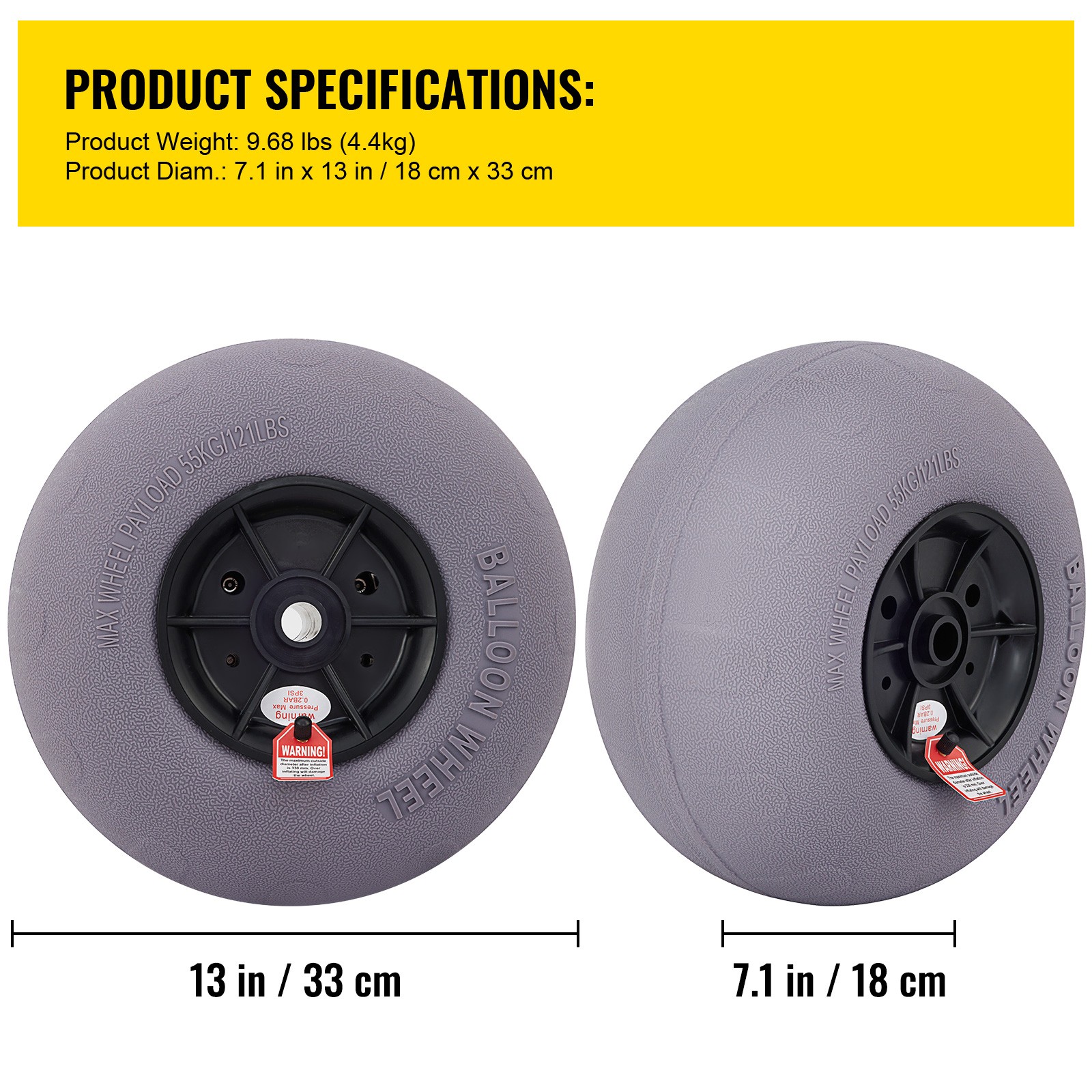 Uimoso Balloon Beach Wheels Replacement Tires 13″ TPU 121 LBS Load Capacity