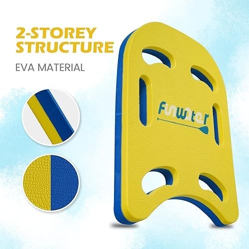 FunWater 18” Swim Kickboard EVA Training Board w/ Non-Slip Edges & 6 Handles