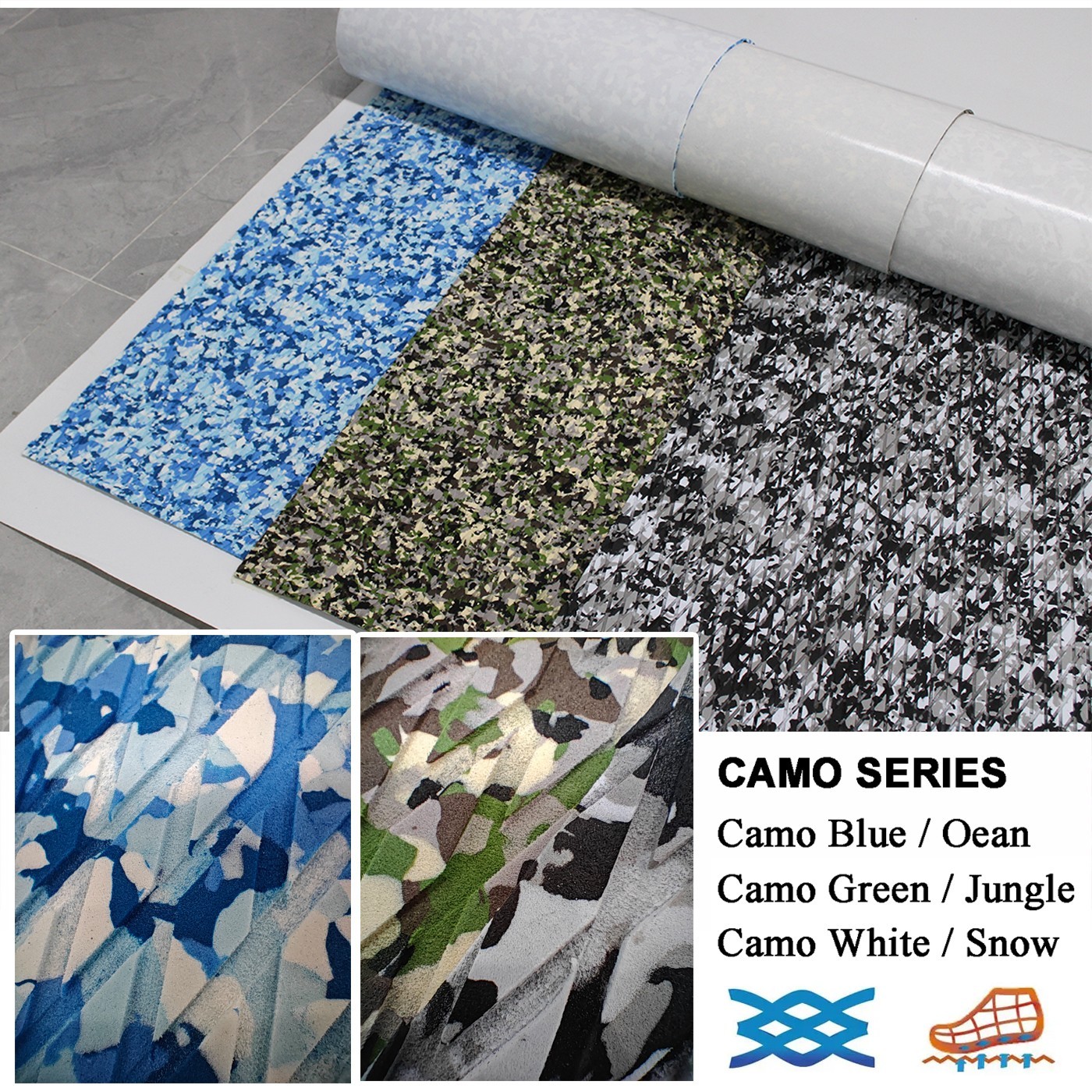 Blue Camo Stand Up Paddle Board Pad EVA Foam Boat Decking Teak Sea Flooring Mat