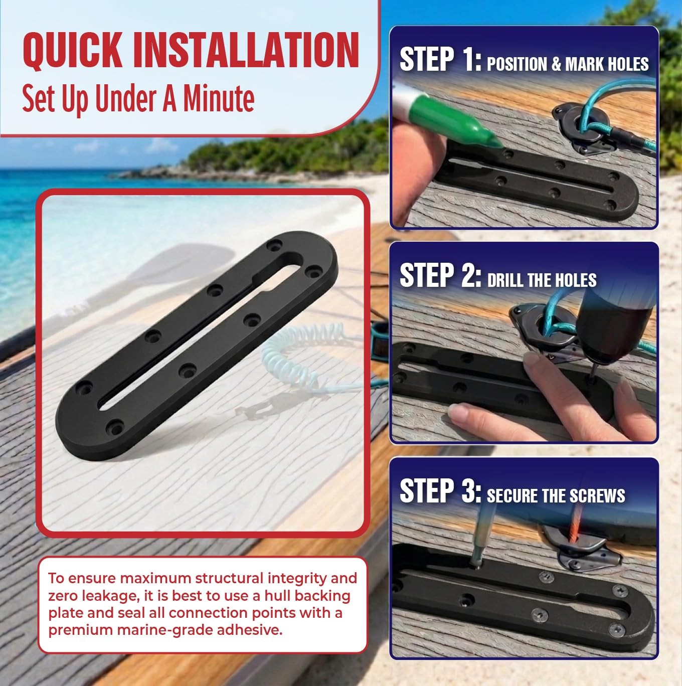 6-Pack Kayak Track Mount Accessories Kit -Universal Rail System for Kayak Fis…