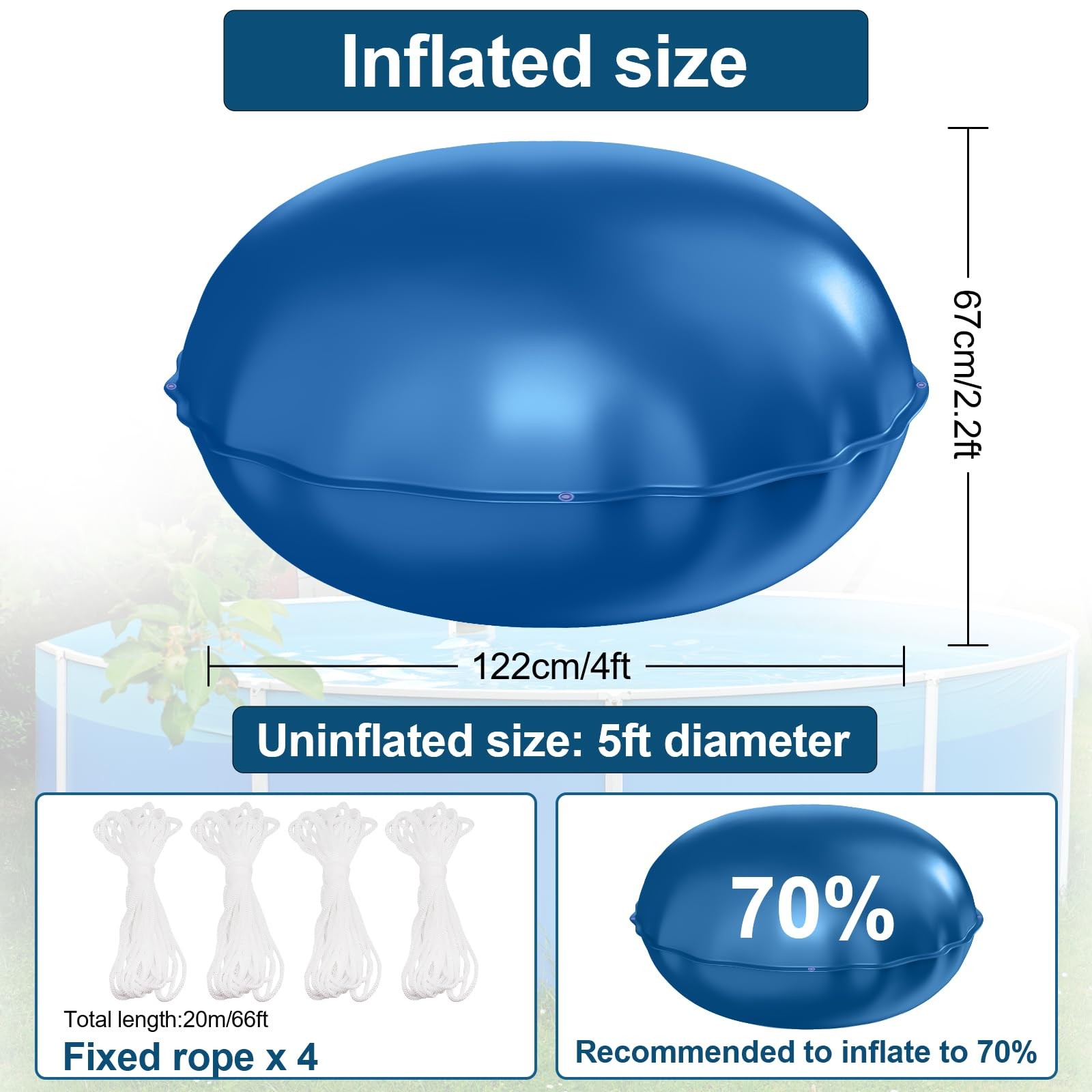 5-Foot Winter Pool Pillow, Double Sealed Pool Pillow for Above Ground Pool Co…