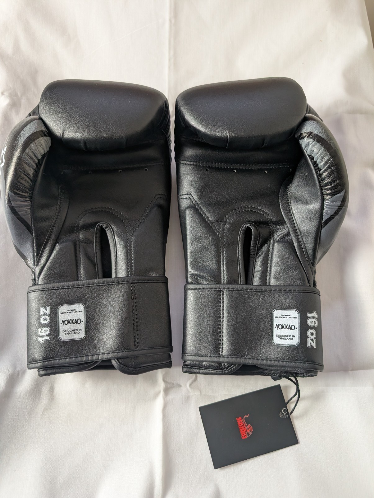 YOKKAO 16 oz Boxing Gloves Black Gray Muay Thai Sparring Training