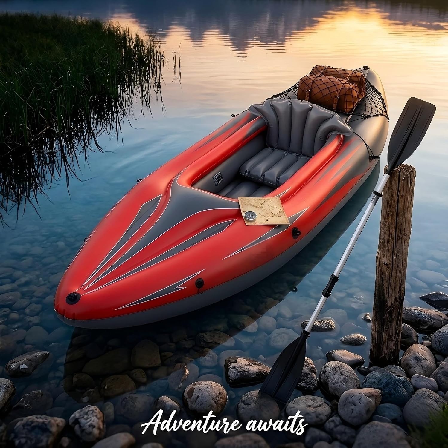 Compact 9 ft Inflatable Kayak with High Output Pump & Aluminum Oars – 15 lbs