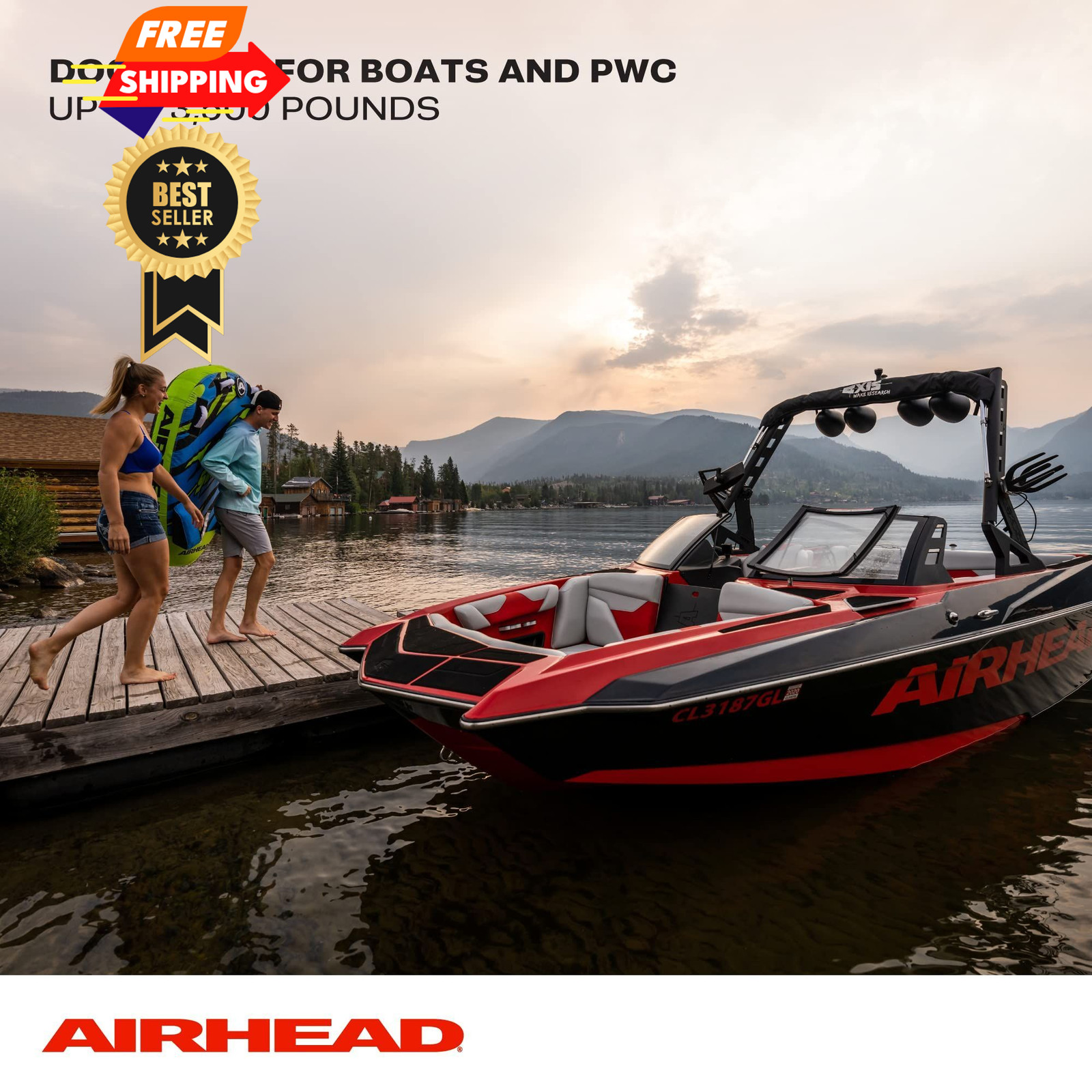 AIRHEAD AHDL-4 Bungee, Dockline For Watercraft 4 Feet 4 feet, Black/Blue/Red