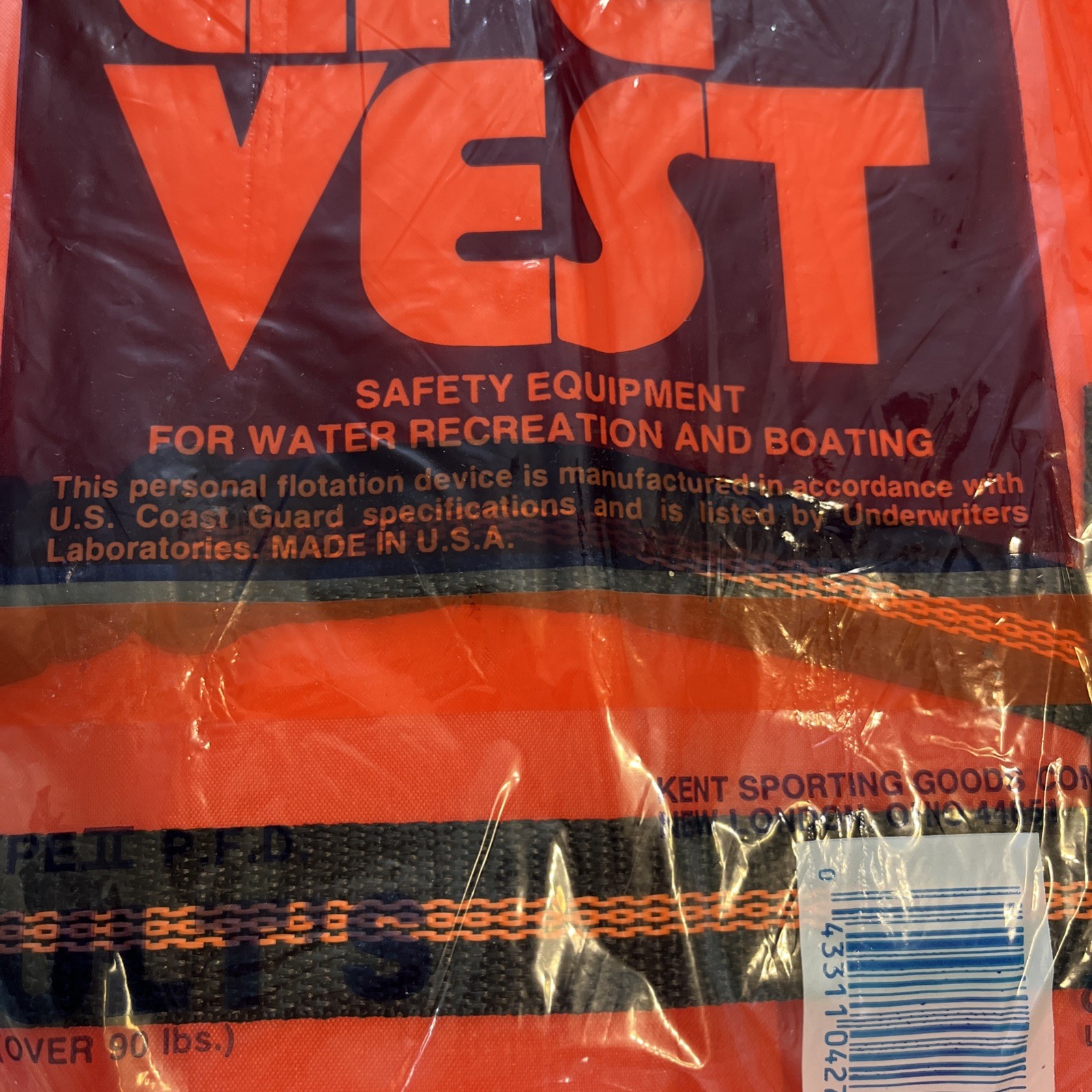 Adult’s Kent Buoyant Life Vest Over 90 lbs Neon Orange TYPE 2-P.F.D USA (4)