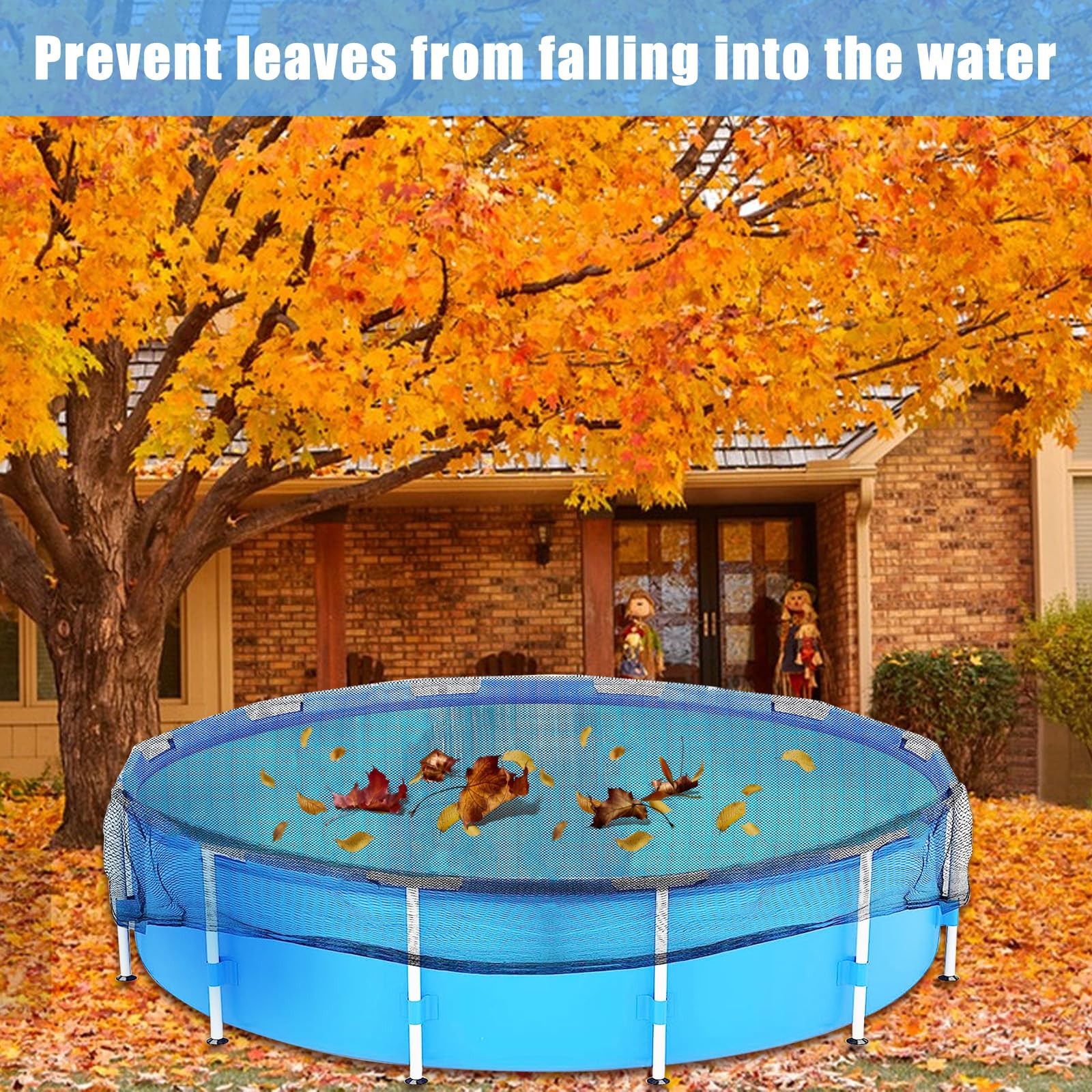 20ft Round Leaf Net Cover for Above Ground Pools Winter Mesh Safety Net