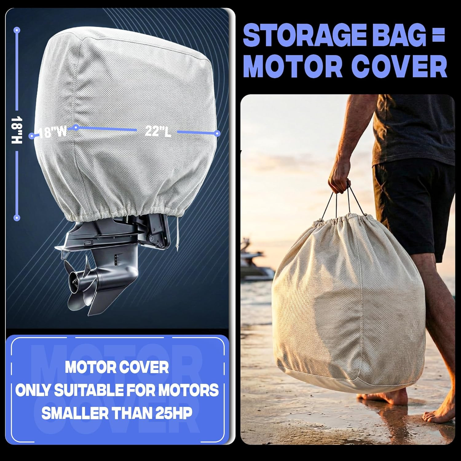 Heavy-Duty 1200D Waterproof Boat Cover for 20-22 Ft Boats with Storage Bag
