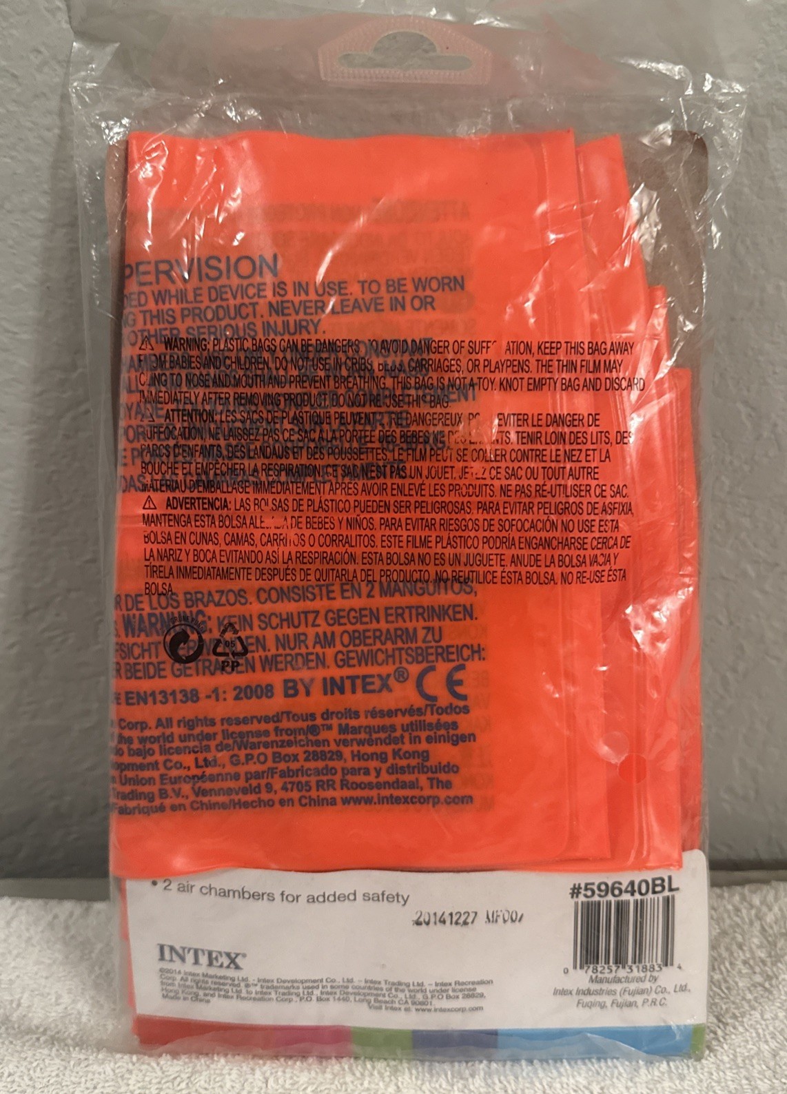 Intex Inflatable Arm Bands Orange Swim Floaties For Kids Ages 3-6 (2 pairs)