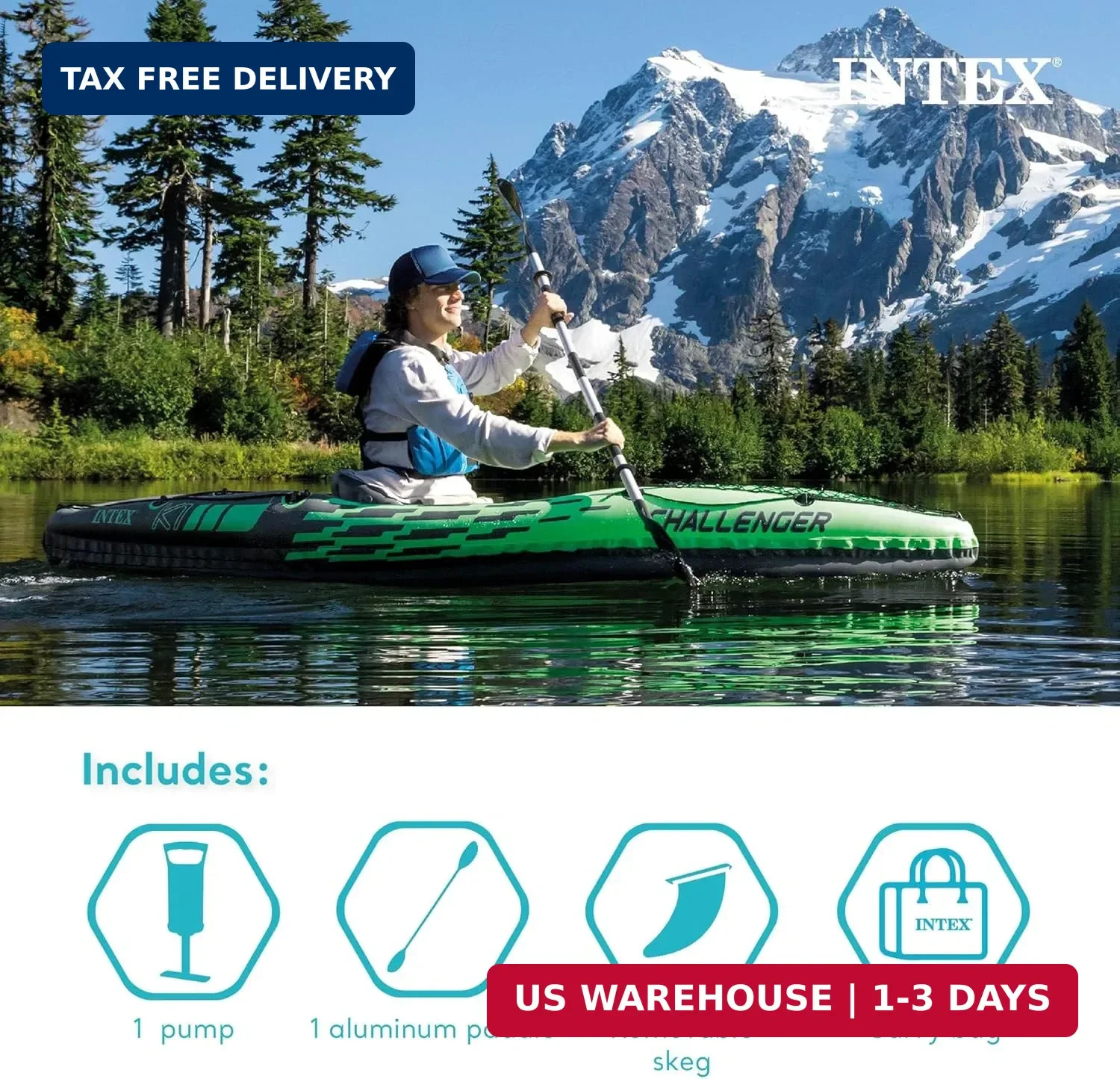 INTEX Challenger Inflatable Kayak Series: Includes Deluxe 86in Kayak Paddles