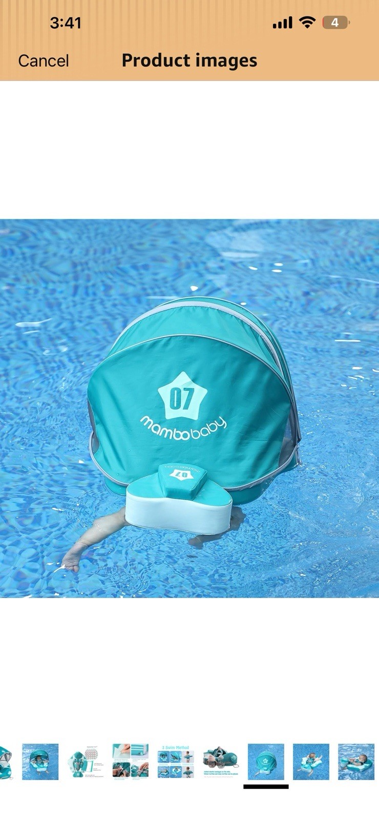 Mambobaby Global Limited Edition Green/White Baby Swim Float w/ Canopy UPF 50+