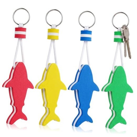 Tondiamo Shark Floating Keychains for Boat Keys Foam 4 Green Blue Red Yellow