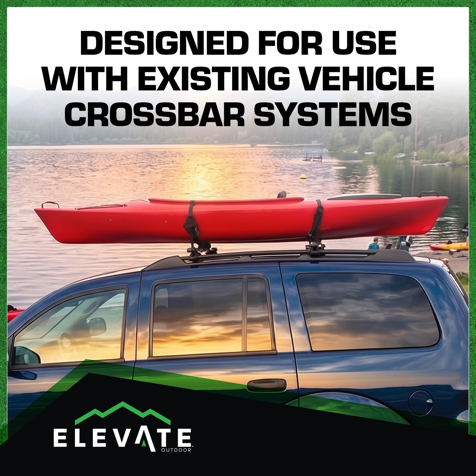Elevate Outdoor V-Rack Single Kayak or Canoe Carrier Roof Rack with Support Bars