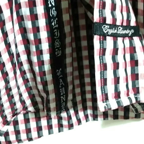 ENGLISH LAUNDRY Men’s Black and White Gingham Long Sleeve Shirt Size 16.5