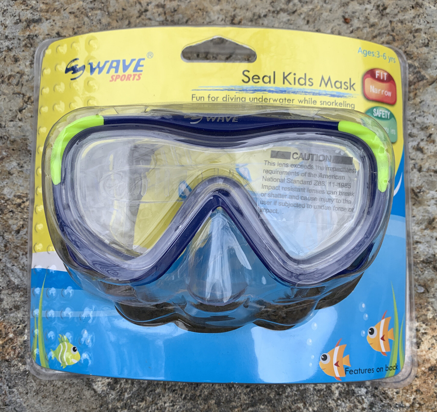 Wave Sports Ages 3 to 6 Snorkeling Seal Kids Mask Green Narrow Fit