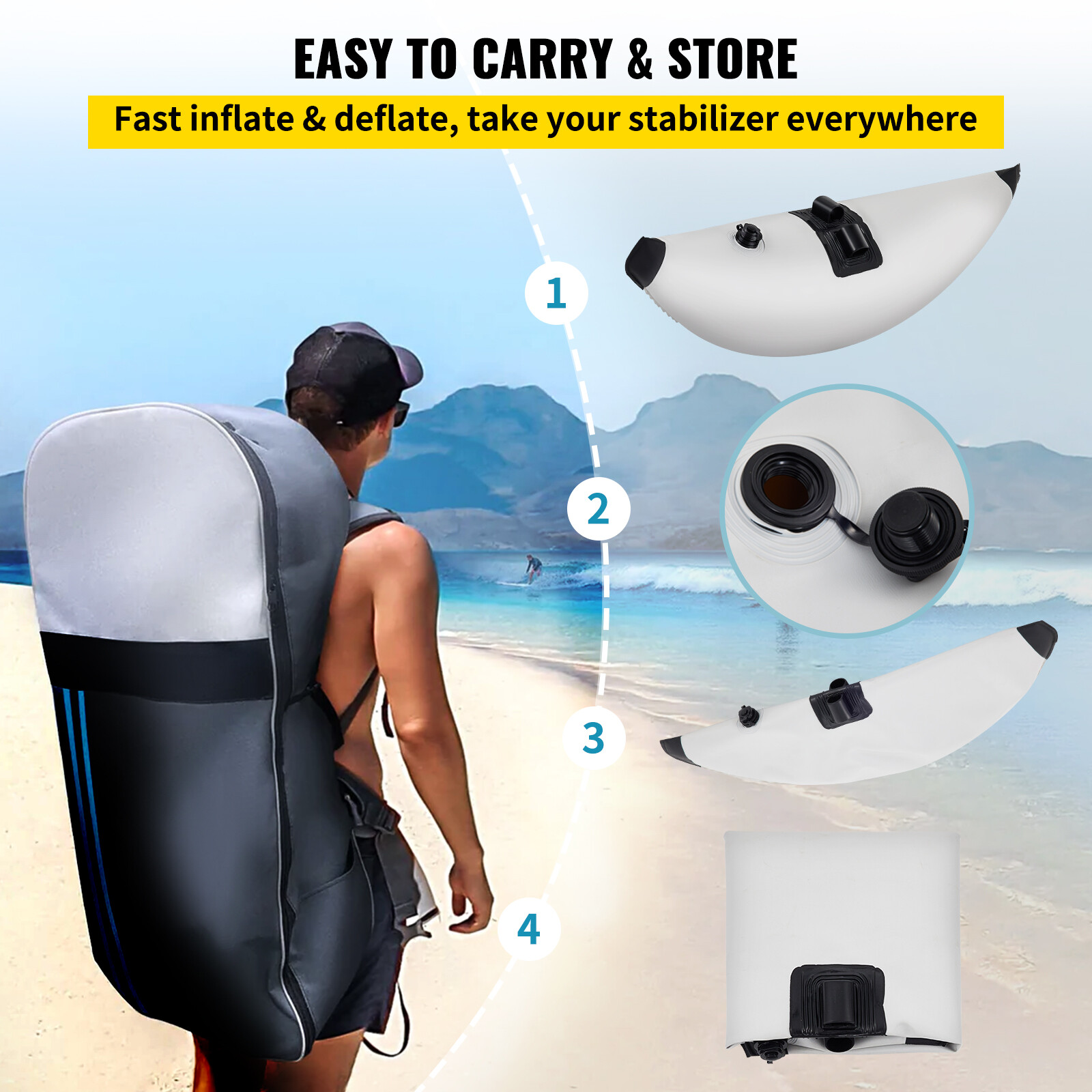 Kayak Stabilizer Inflatable Canoe Outrigger PVC Pontoon Fishing Float Tube Kit