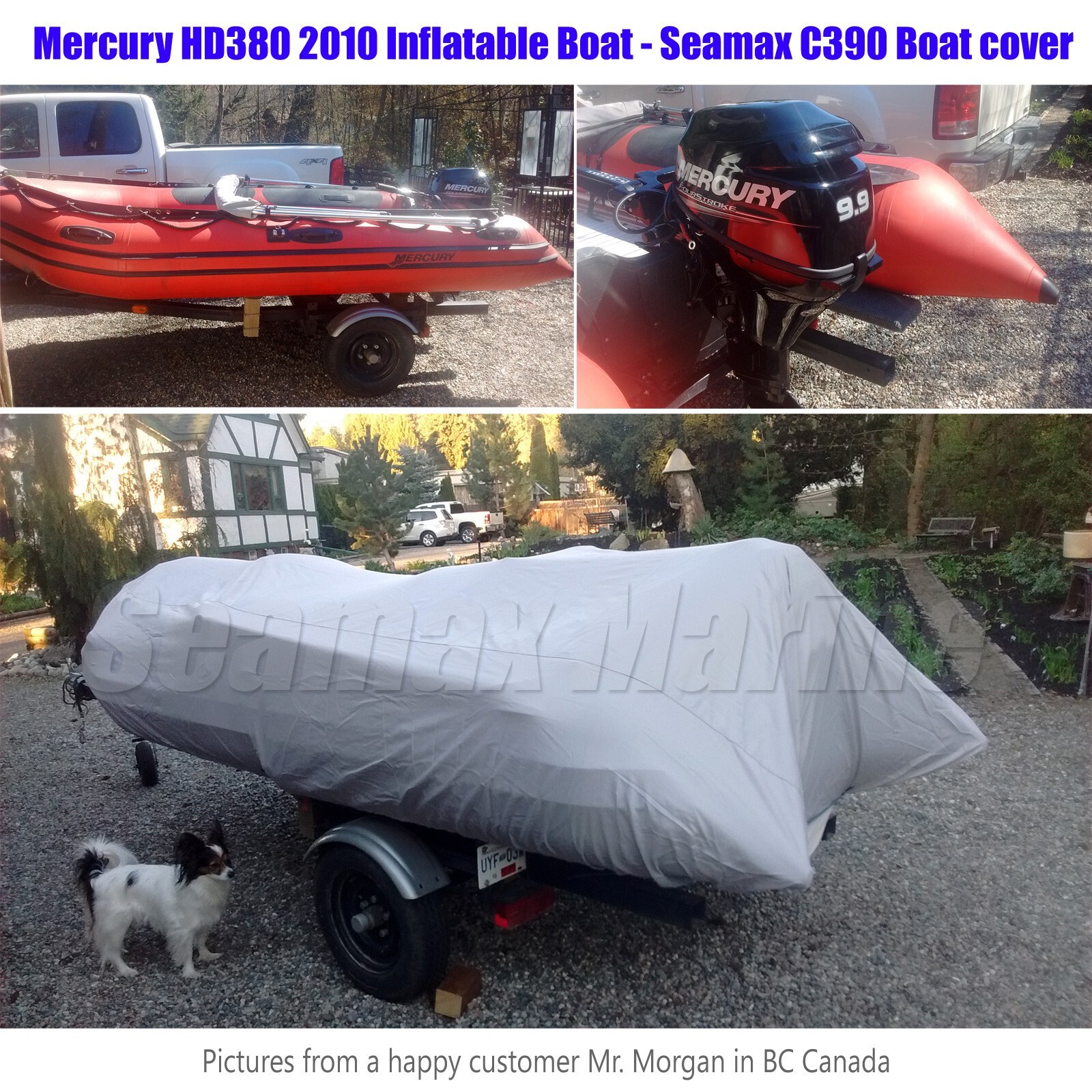 Seamax Inflatable Boat Cover, E Series for Beam 6.6-7.4ft, Length 15-20ft