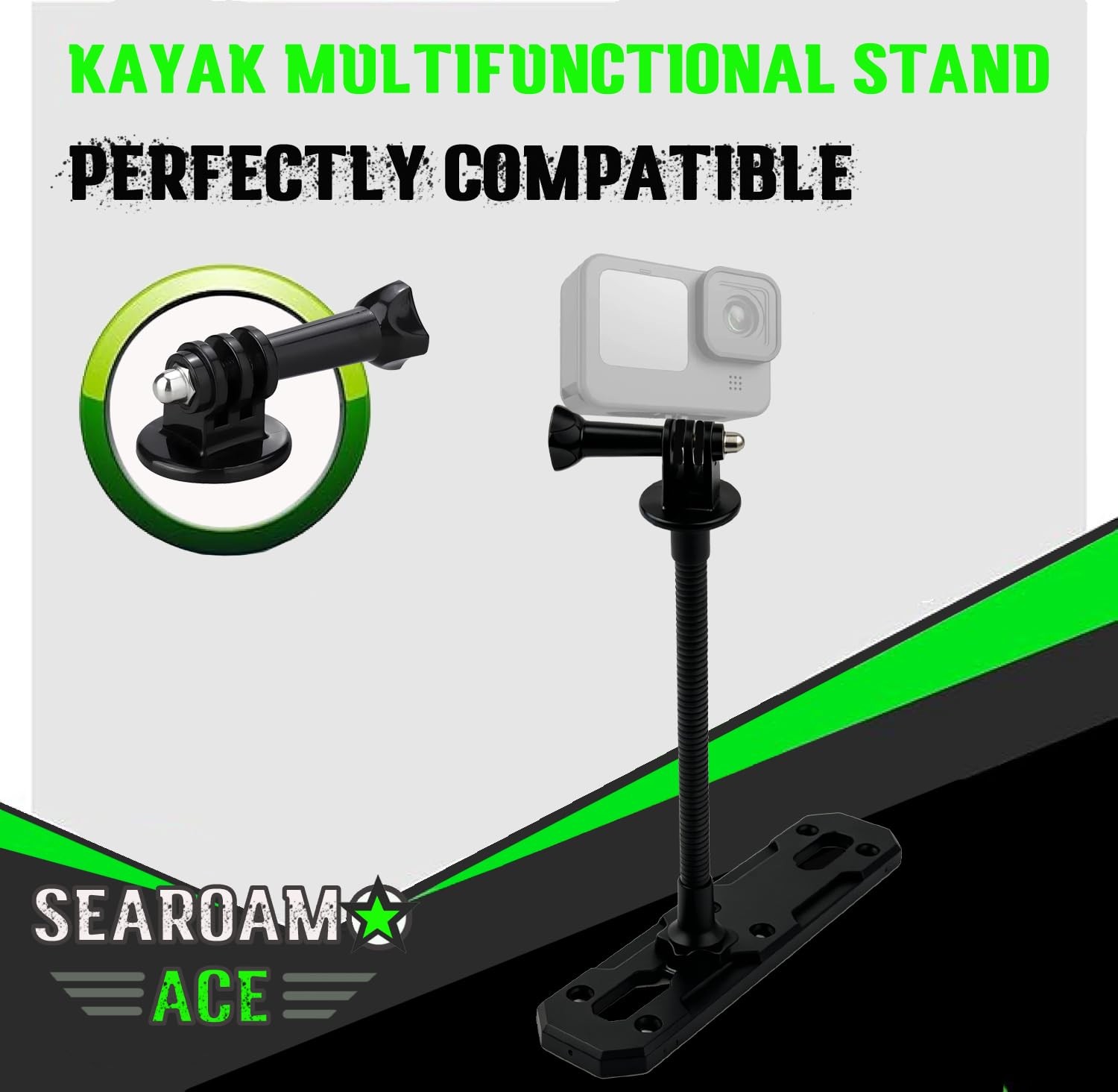 Universal Boat Mount for Action , Kayak Holder with Flexible Gooseneck, Anti-…