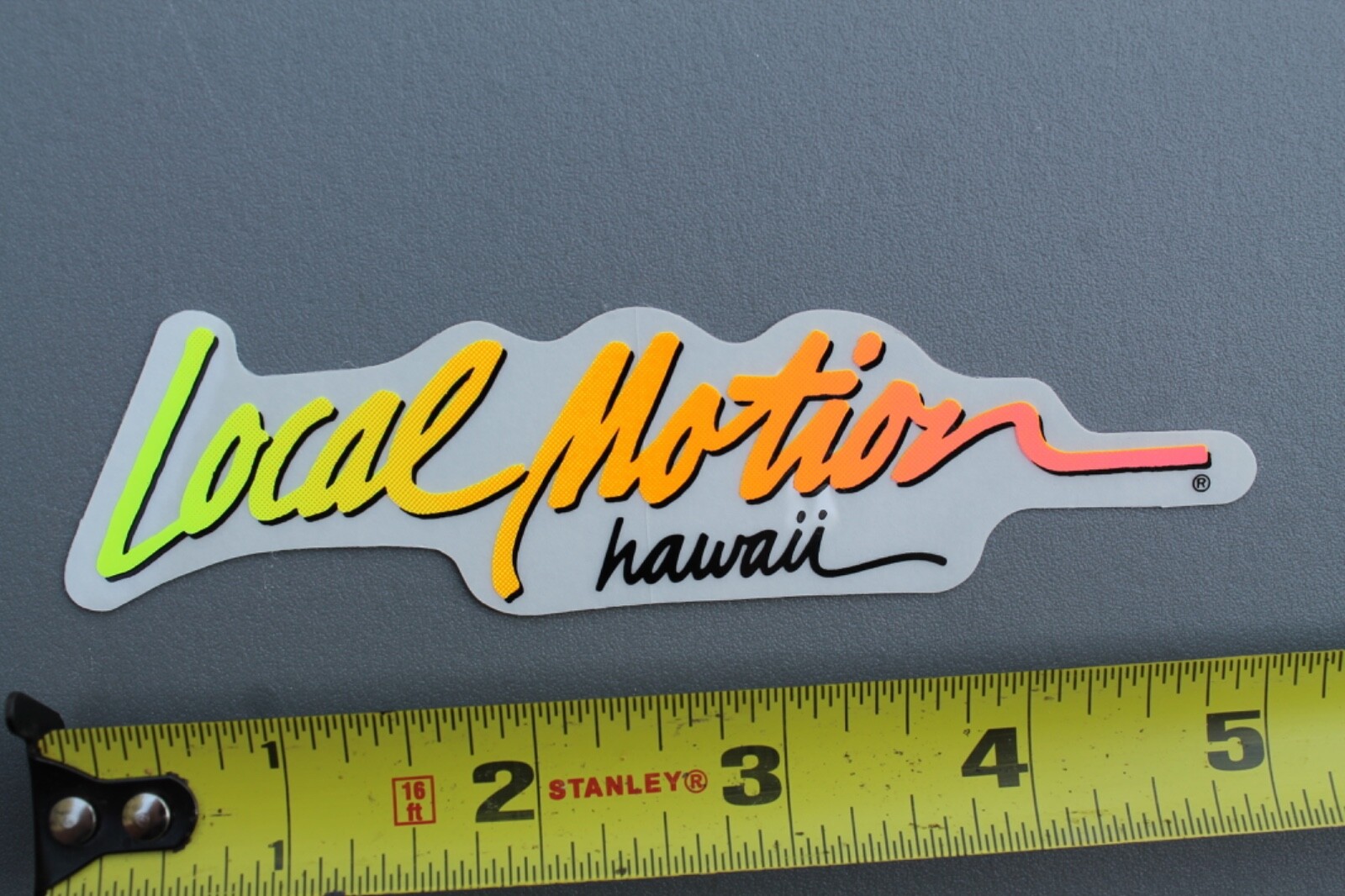LOCAL MOTION Hawaii Surfboard Neon Orange Fade 80’s LM1A Vintage Surfing STICKER