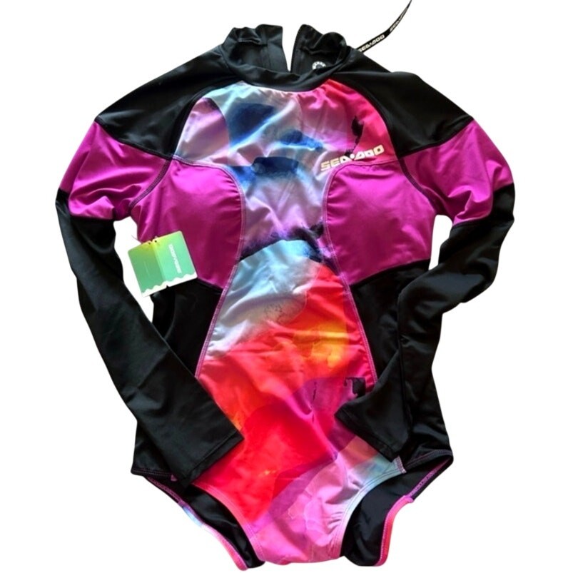 Women’s Sea-Doo 1 Piece Long Sleeve Rashguard 50 UV Protection Violet Sz Lg NWT