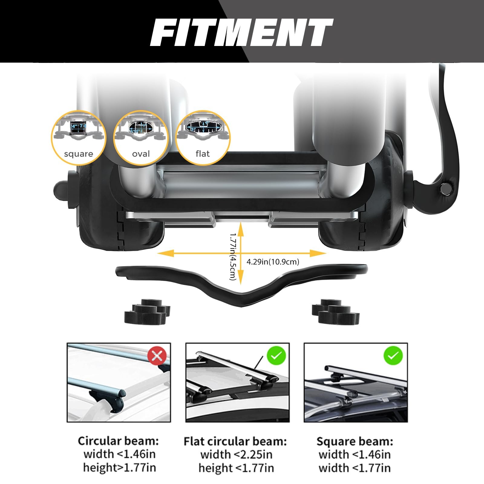 Kayak/Surf/Ski Roof Carrier Rack with Kayak Roller and Car Door Step for Canoe,