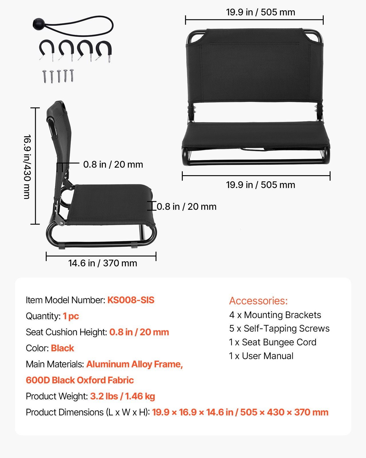 VEVOR Kayak Seat Folding Upgrade Kit for Tamarack Tahoma Tioga Spitfire Kenai