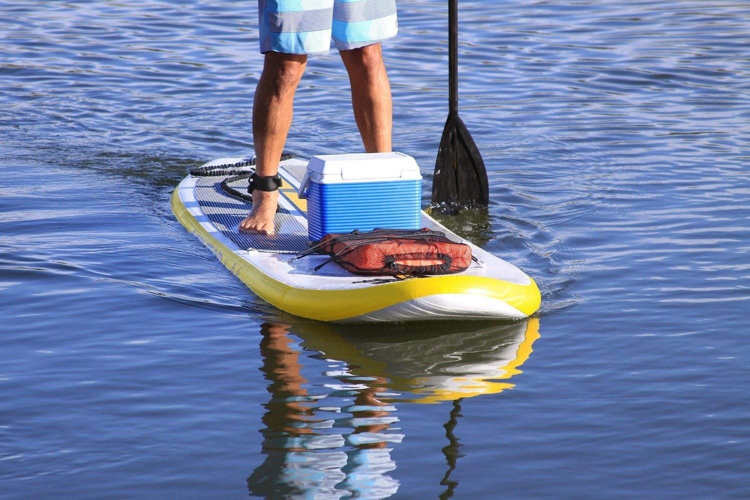 Comfortable Black Neoprene SUP Leash with Adjustable Length – 11 Ft Stretched