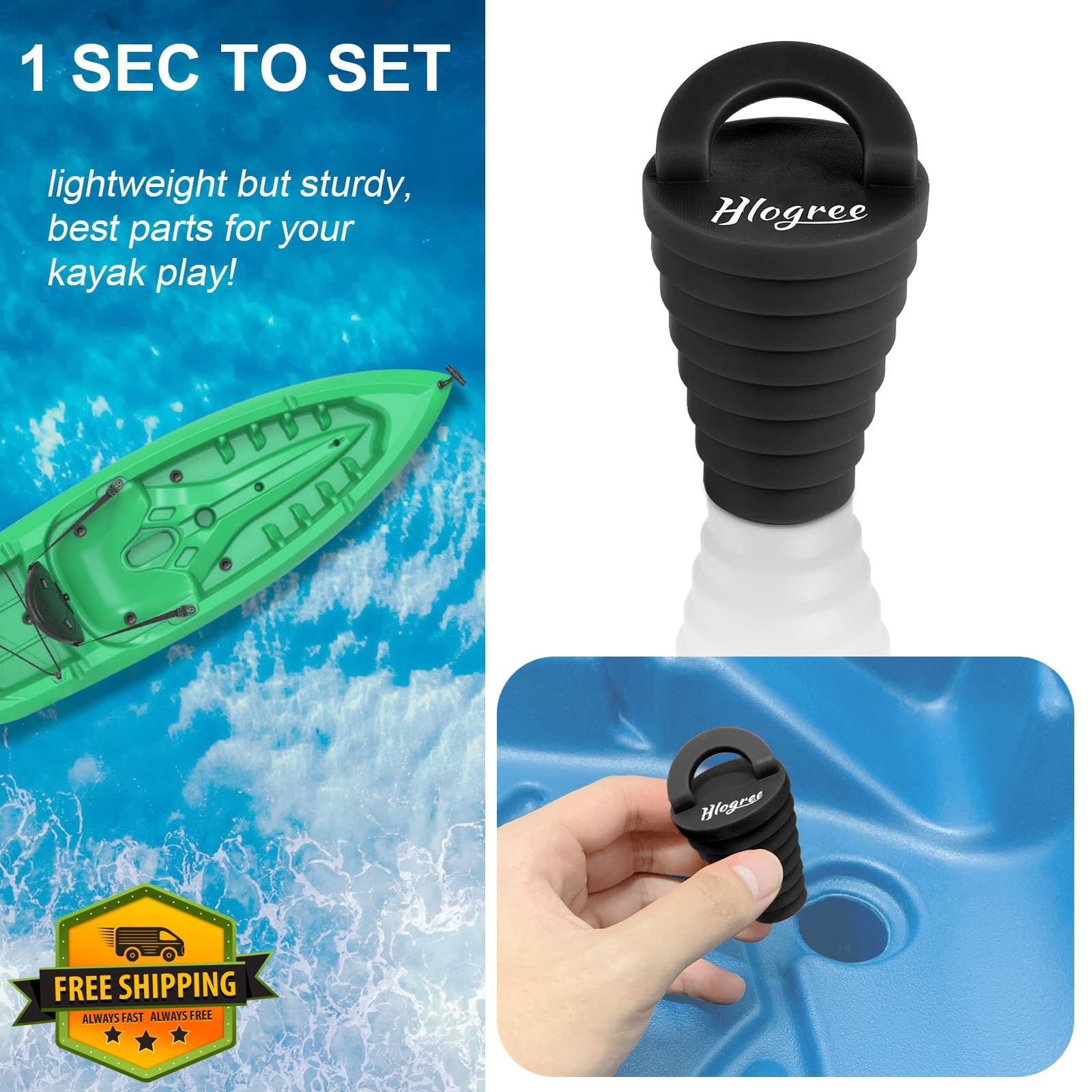 HLOGREE Kayak Scupper Plugs Boat Drain Plugs 8 Pack 1.25″