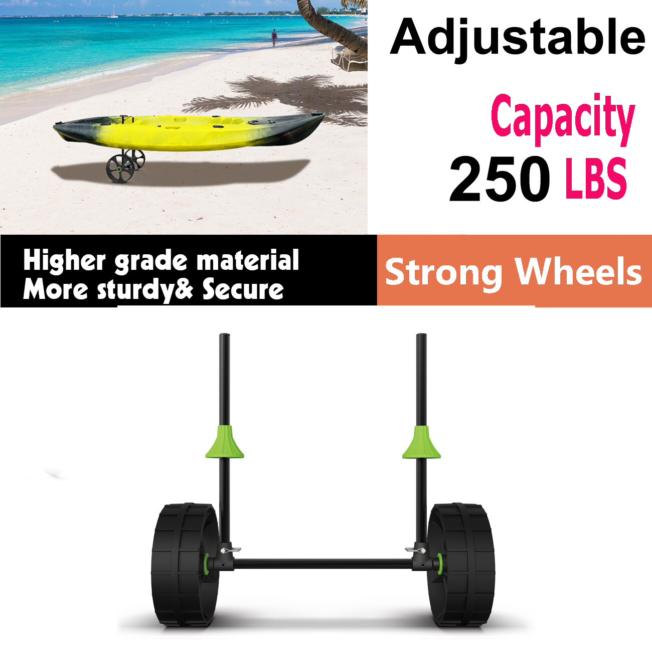 Vertical Kayak Canoe Boat Carrier Dolly Trailer Tote Trolley Transport Cart easy