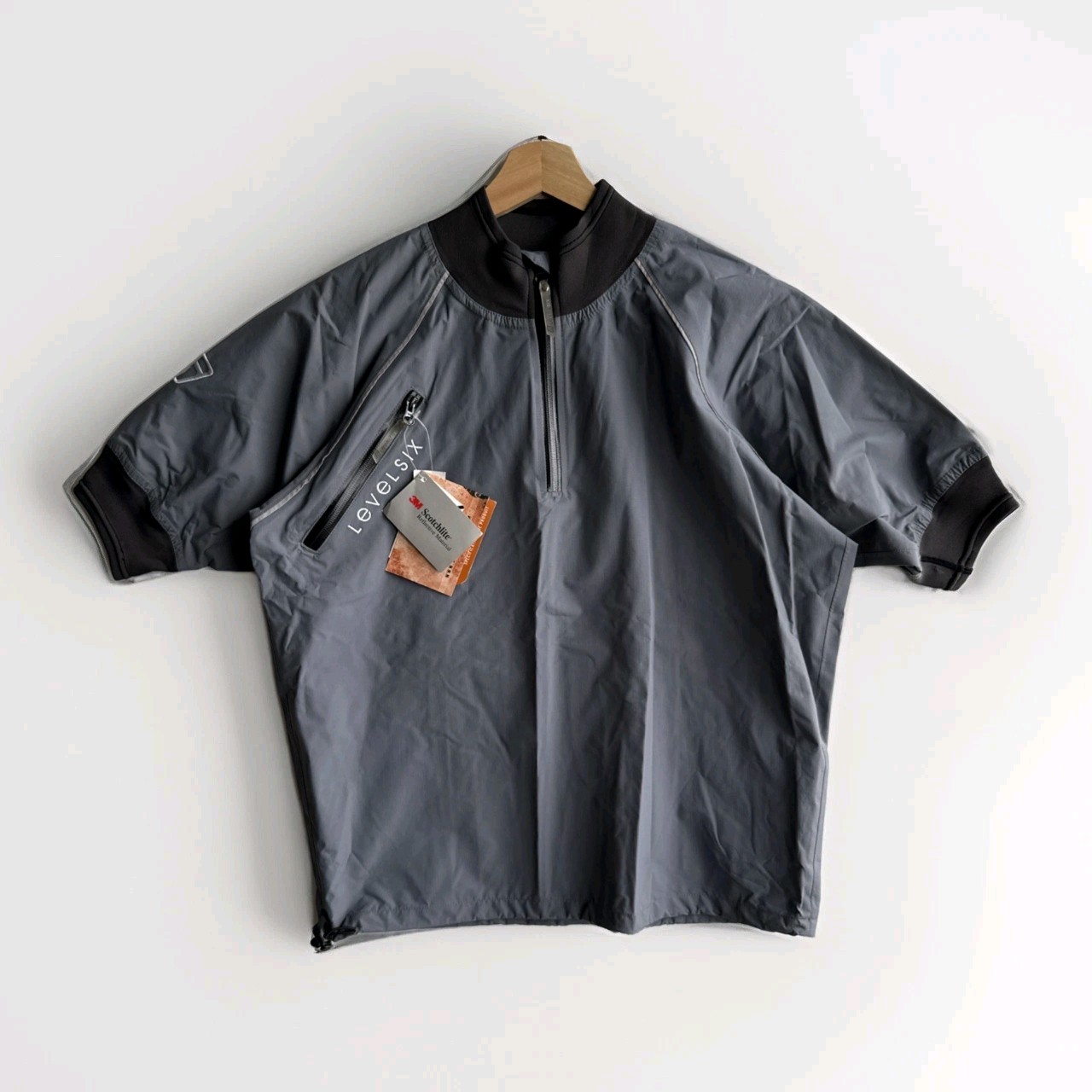 NWT Level Six Jacket Men’s Small Gray Short Sleeve Kayak Paddling Semi Dry Top