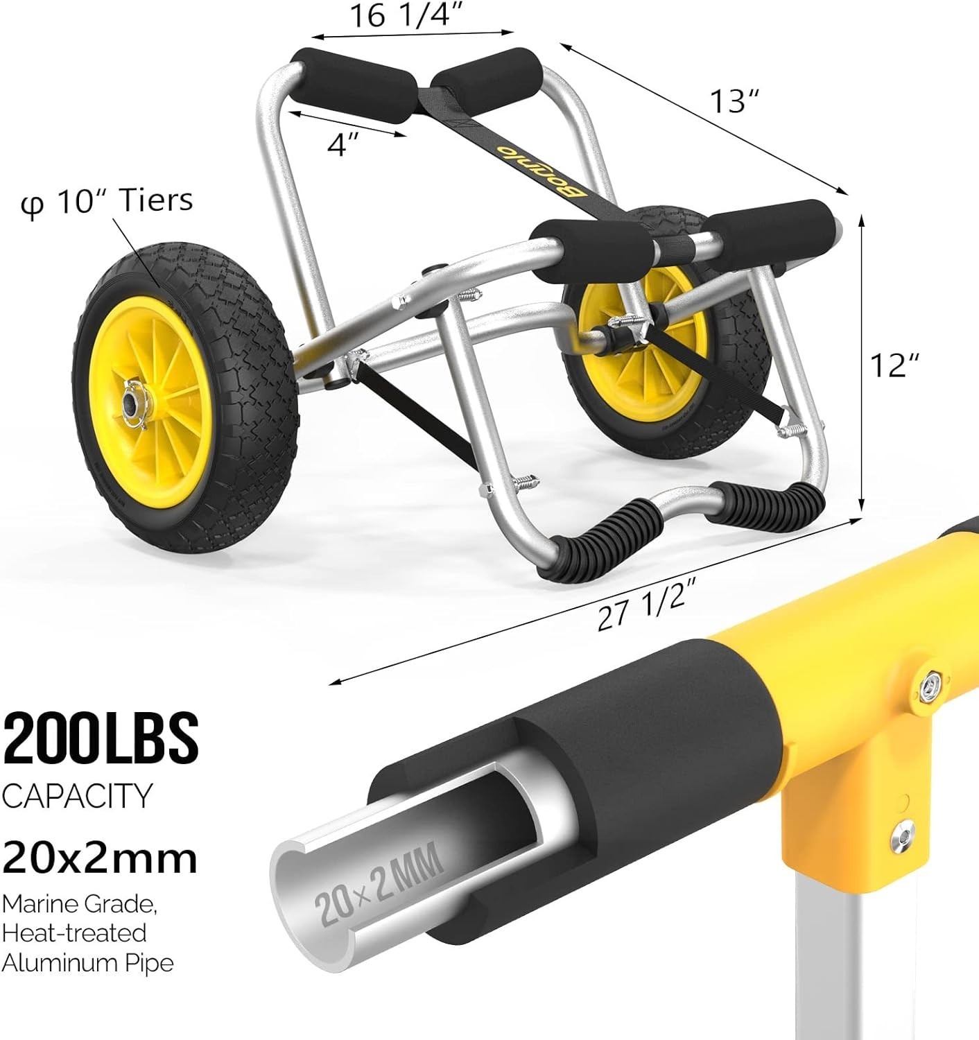 Kayak Cart Canoe Dolly Fishing Kayak Accessories Carrier Foldable Paddle Board T