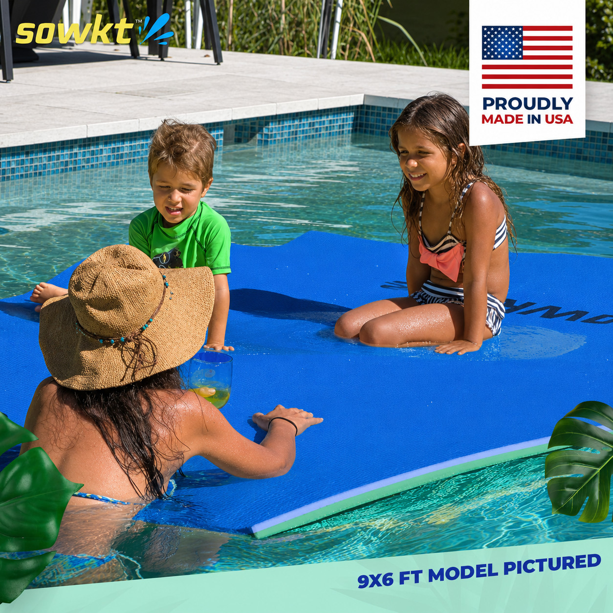 SOWKT® Made in USA Premium Floating Mat for Lakes & Pools, Extra Large Lily Pads