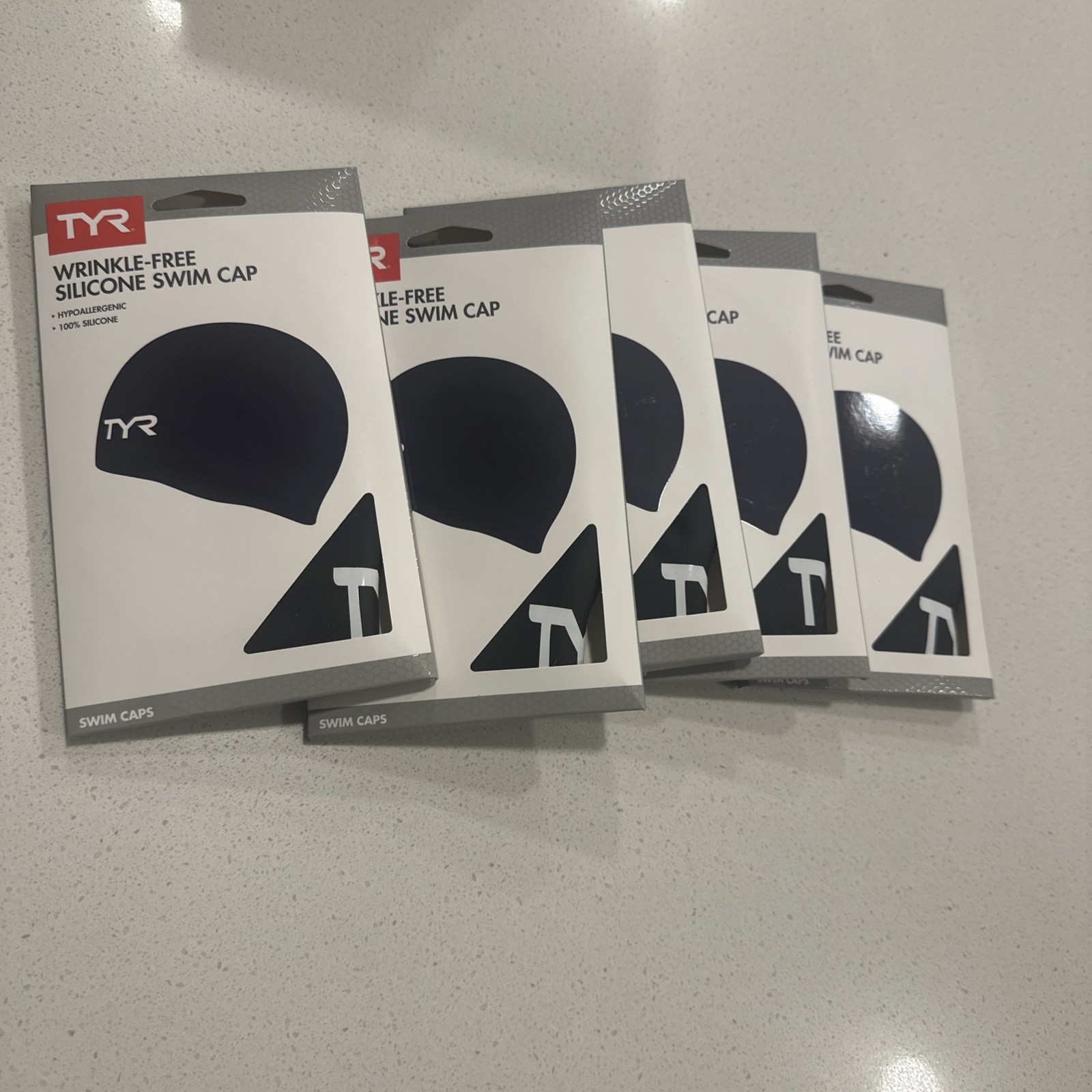 TYR WrinkleFree Silicone Cap Black ONE SIZE LOT OF 5