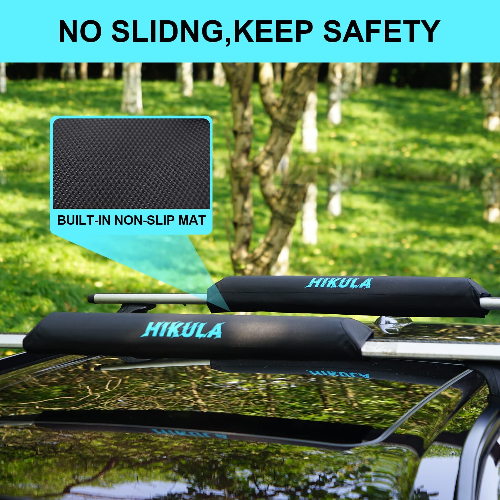 28″ Soft Aero Roof Rack Pads for Various Crossbars with Two 15′ Premium Scrat…