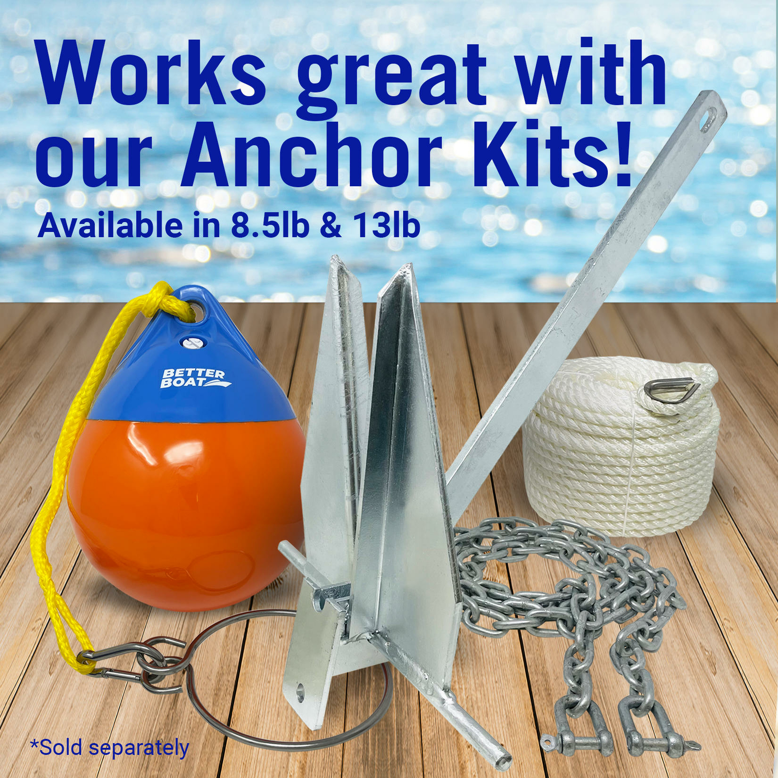 Anchor Bouy and Retrieval Ring Vinyl Boat Buoy Balls Round Mooring Marker