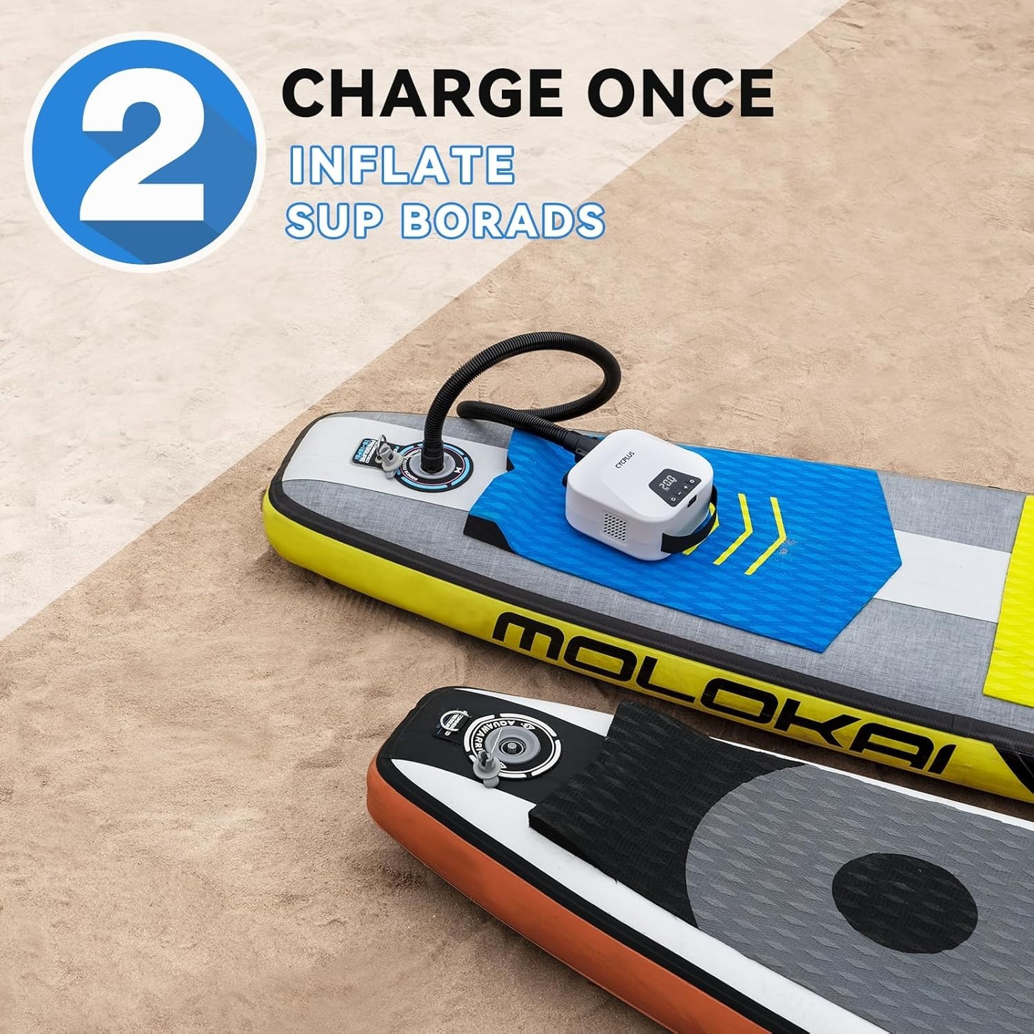 20PSI Rechargeable Electric SUP Air Pump | Inflator for Paddle Board, boat, tent