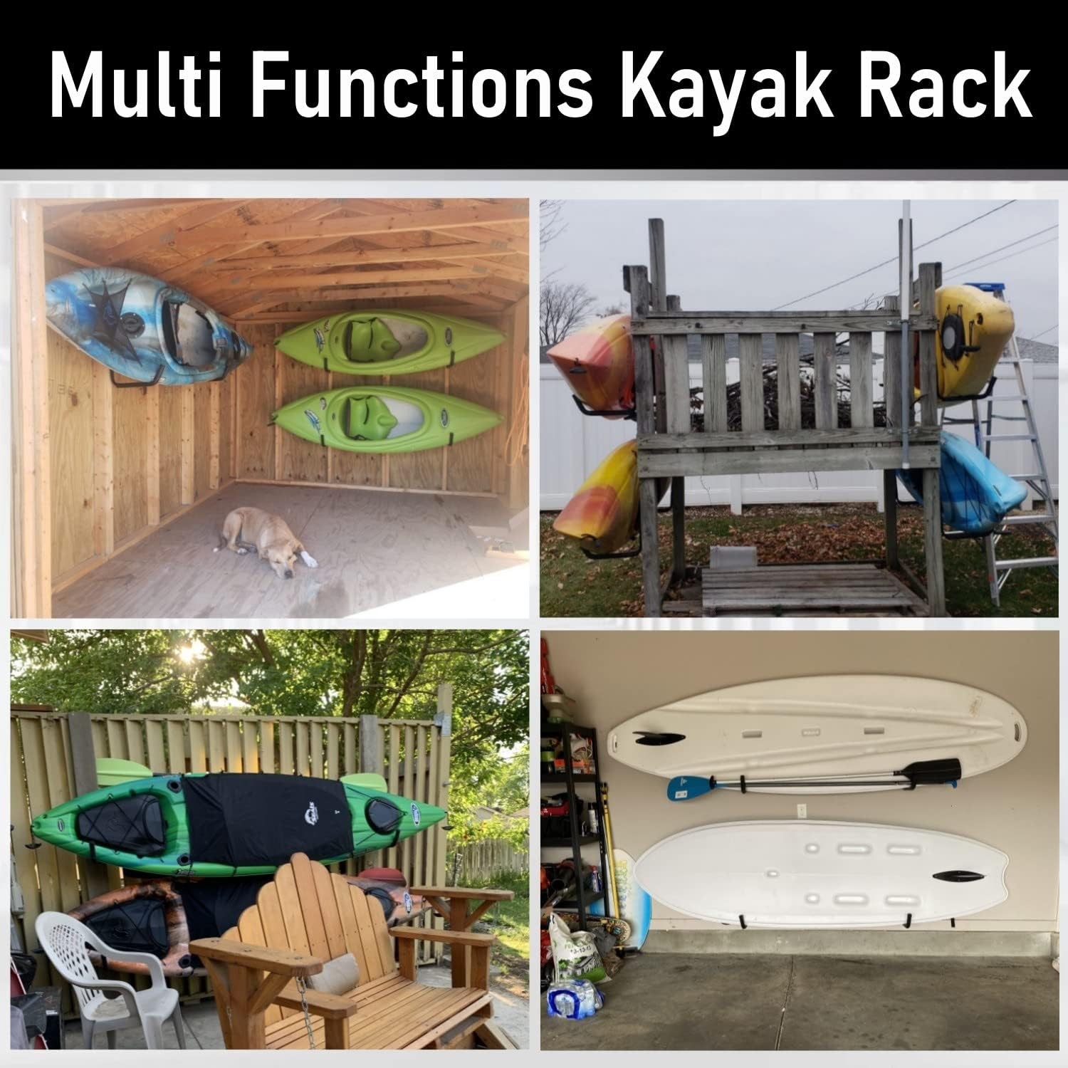 Kayak Storage Hook, Heavy Duty Steel Kayak Storage Rack, Wall Mount Garage Hange