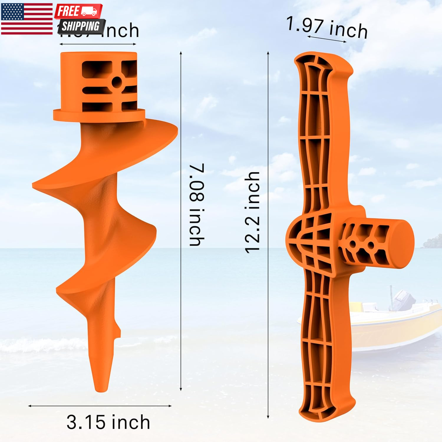 Sand Dock Auger Kit for PVC Sandbar Anchors, Fits 1.5″ SCH 40 PVC Tubing (ID 1.5