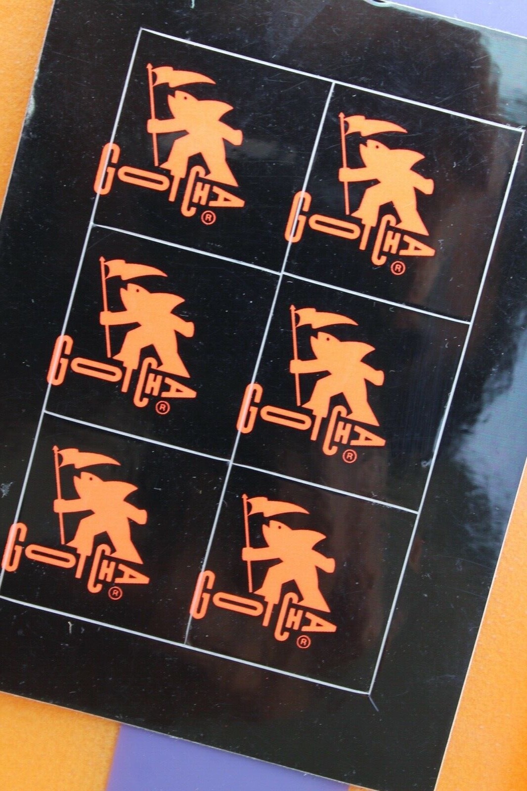 GOTCHA 80’s Neon Orange Black Shark Flag x 6 Original Vintage Surfing STICKER