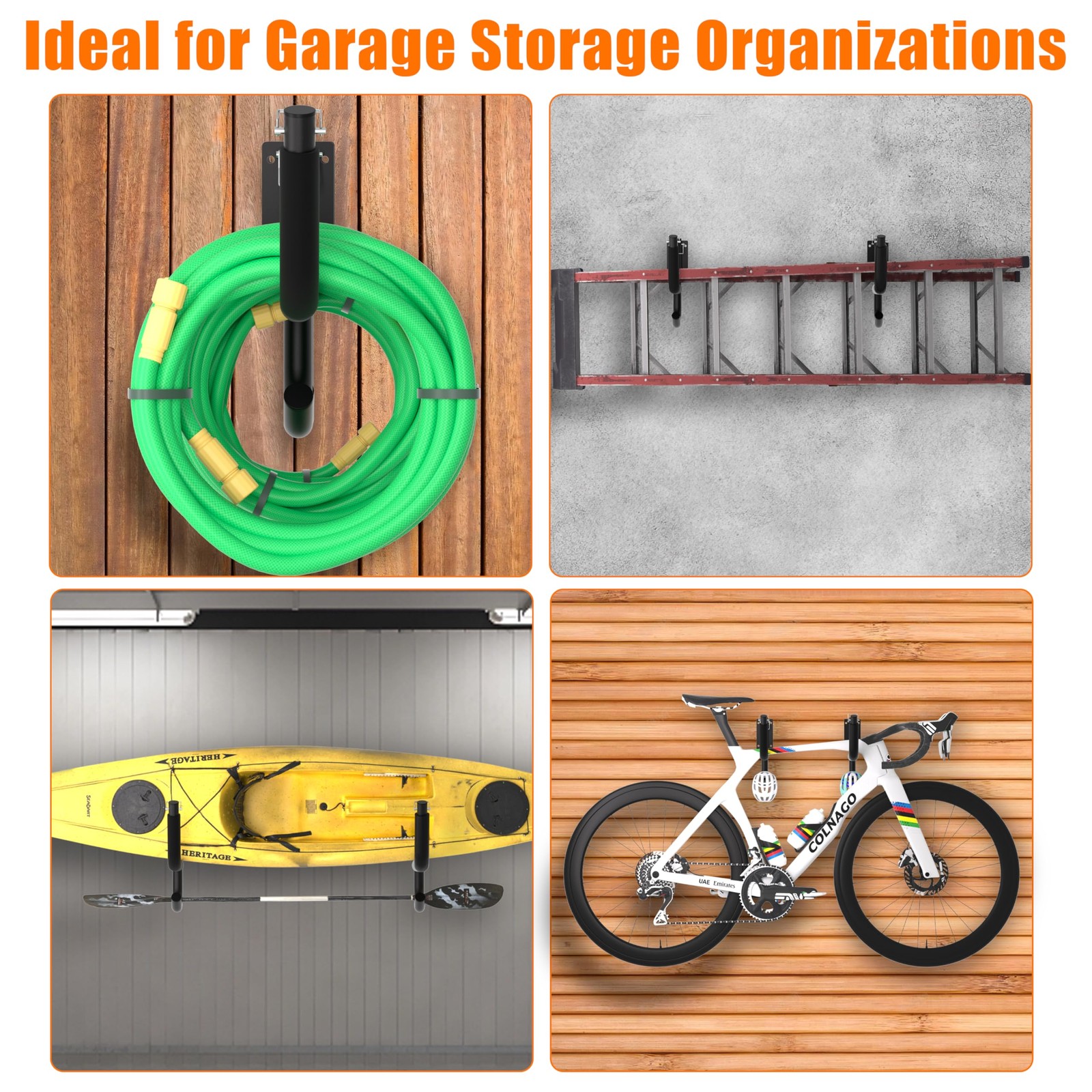 Kayak Wall Rack 2 Pack, Heavy Duty Kayak Hooks for Garage Wall Mount Storage,…