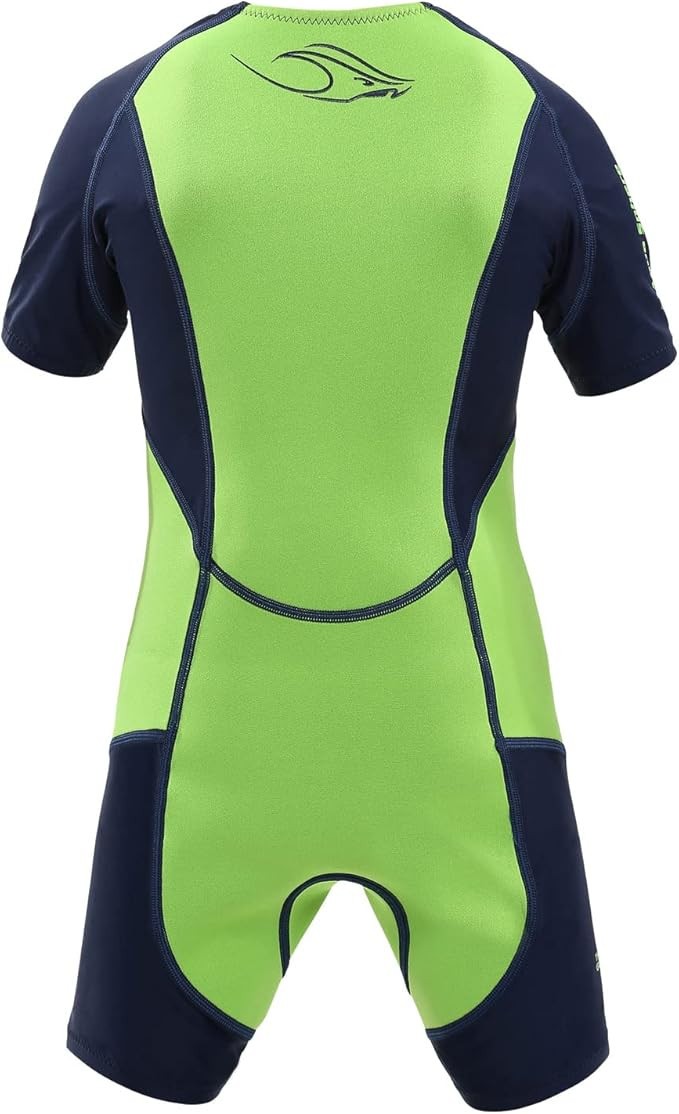 NEW Kids Aqua Sphere Stingray Wetsuit Short Sleeve Green Navy Swim Sz 4 Years