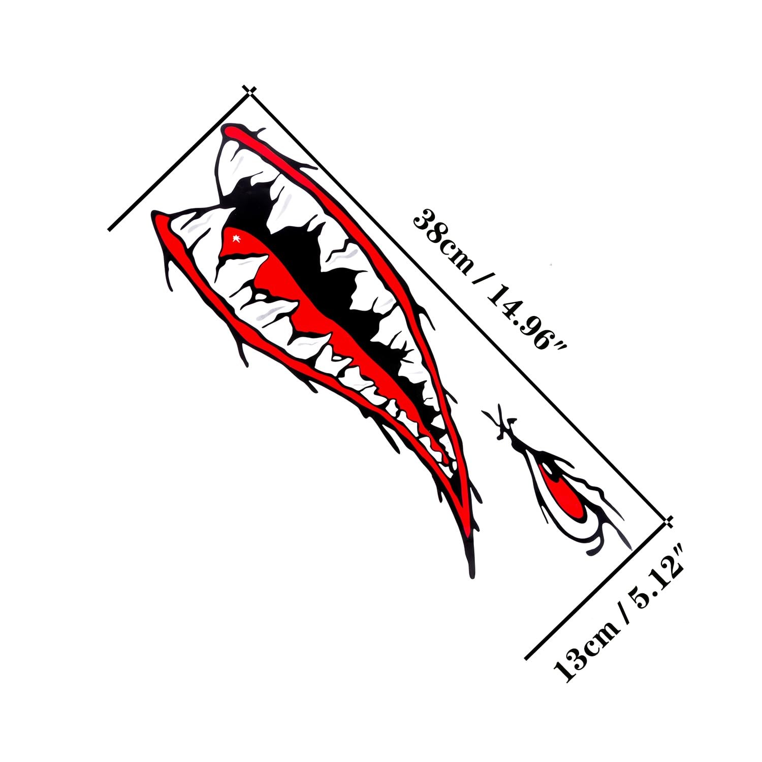 2Pcs Shark Teeth Mouth Kayak Stickers，Kayak Decals Waterproof DIY Funny Graph…